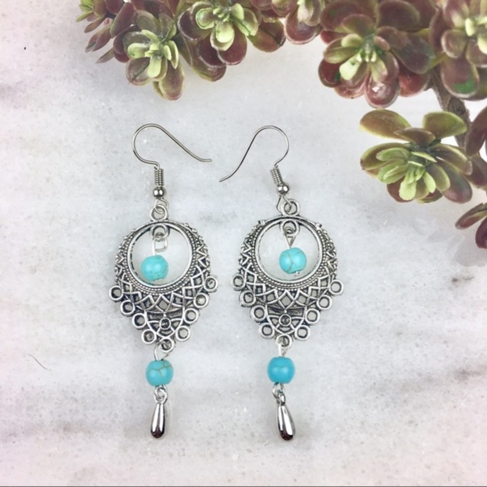 Boho Turquoise Dangle Drop Earrings NEW!